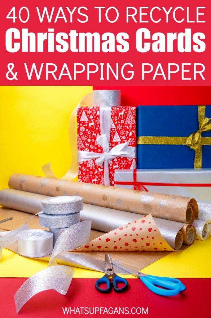 Great list of ideas on what to do with Christmas cards and wrapping paper after the holidays are over! Christmas Card Crafts, keepsakes, gift tags, ornaments, boxes, and other great ideas on how to recycle Christmas cards and reuse wrapping paper. 