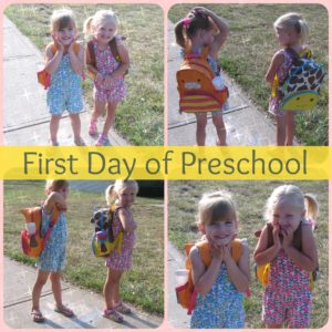 Twins on first day of preschool