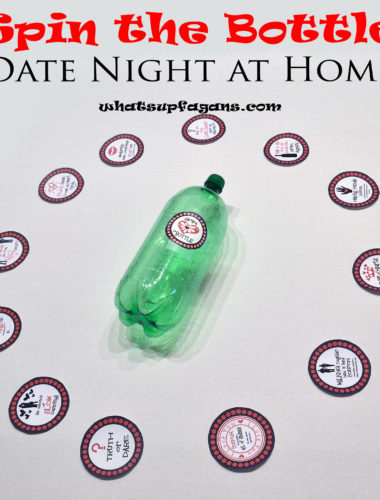 Spin the Bottle Date Night at home - Create some excitement with this date night in (as part of a year of dates gift idea) and some fun! whatsupfagans.com