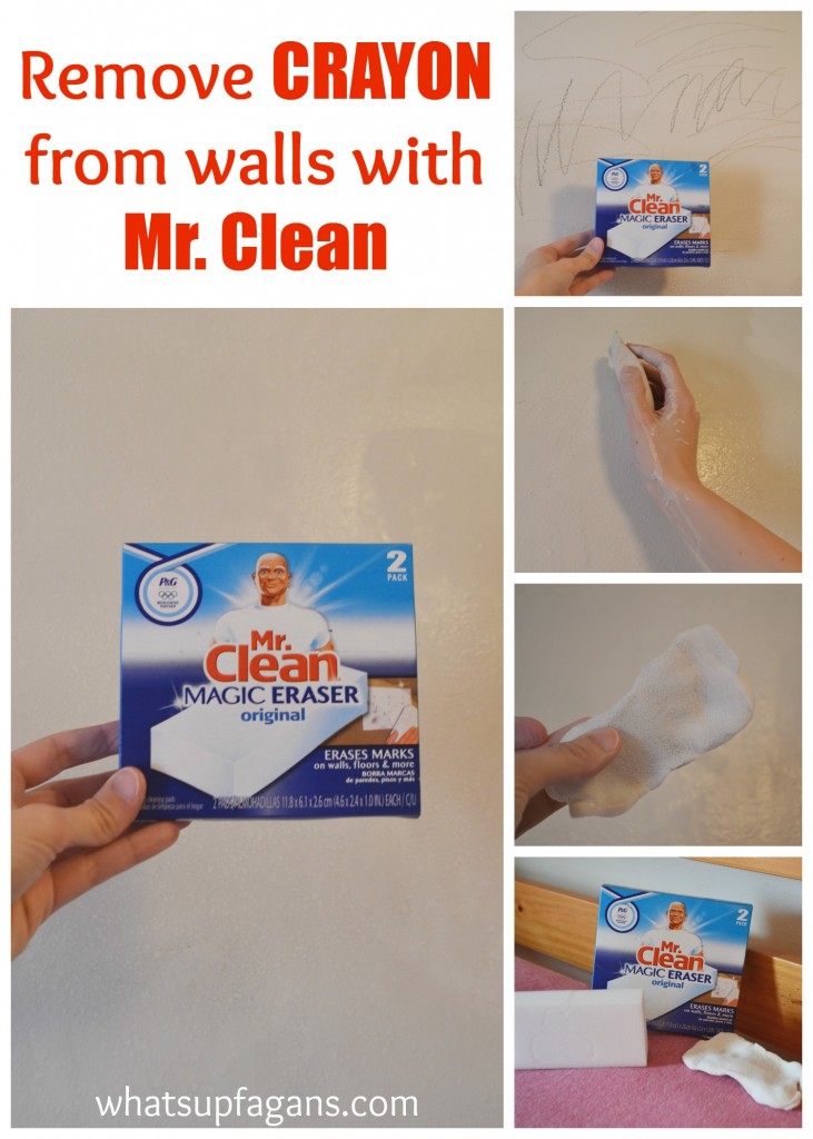 Mr. Clean Magic Erasers are great at removing crayon from walls, even if it gets a little messy in the process. | whatsupfagans.com