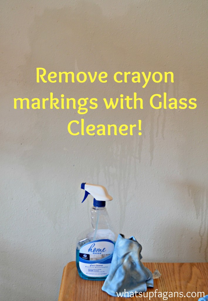 Remove crayon markings on walls with glass cleaner