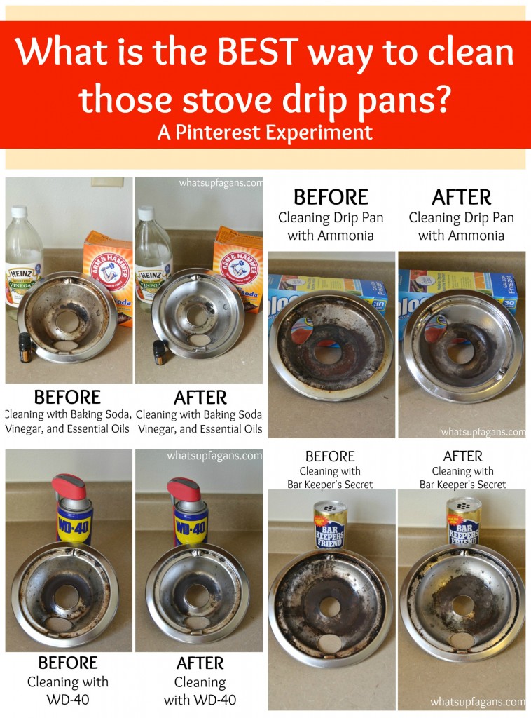 A pinterest experiment - What really is the BEST way to clean stove drip pans? What methods work better than others? Come find out! | whatsupfagans.com