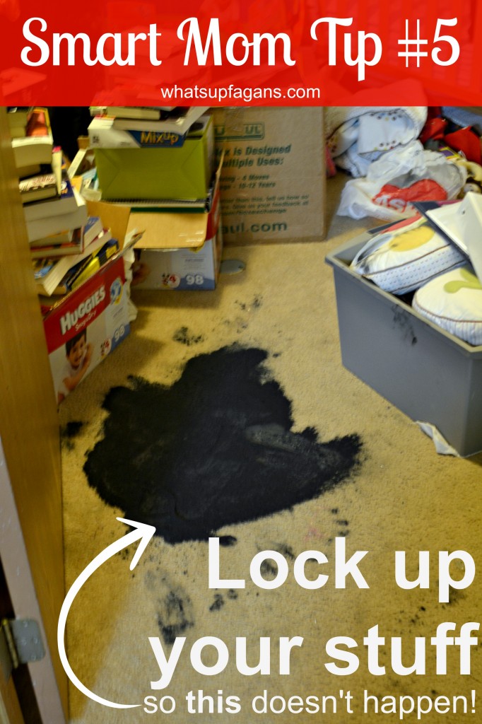 #SmartMom Tip #5 - Lock up your stuff so your kids don't get into it and make a huge mess or destroy something. For real. #SuperMom @Huggies @DiapersDotCom #Offer #sp