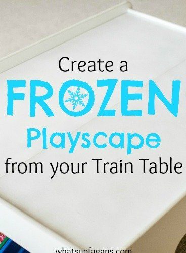DIY upcycle of a train table to a Disney Frozen playscape playset! Perfect for my daughters!