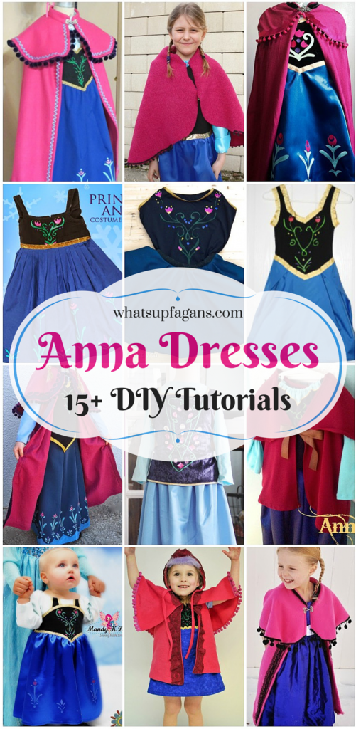 15+ DIY Princess Anna Dress and Cloak Tutorials! So awesome! My daughters wants to be Anna for Halloween thanks to Disney's Frozen movie.