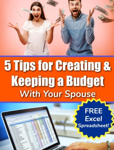 couple excitedly throwing money in the air as they learn how to create a monthly budget and use a monthly excel budget template which is free to download