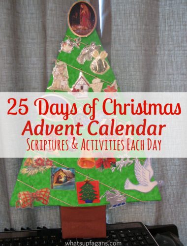 Count down the 25 Days of Christmas with this Advent Calendar Tree craft! Includes daily scriptures to read and things to do.