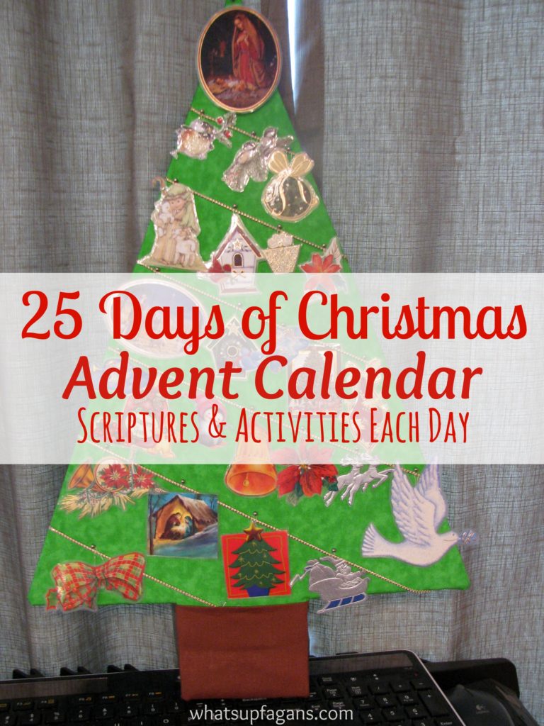 Count down the 25 Days of Christmas with this Advent Calendar Tree craft! Includes daily scriptures to read and things to do. 