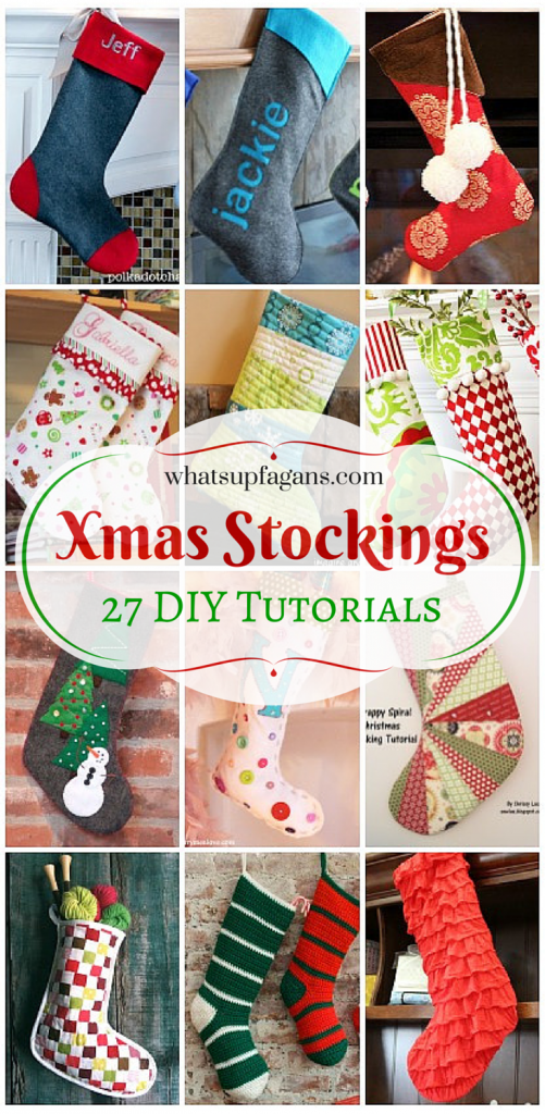 27 Awesome Homemade DIY Christmas Stockings for beginners on up! I love handmade stockings.