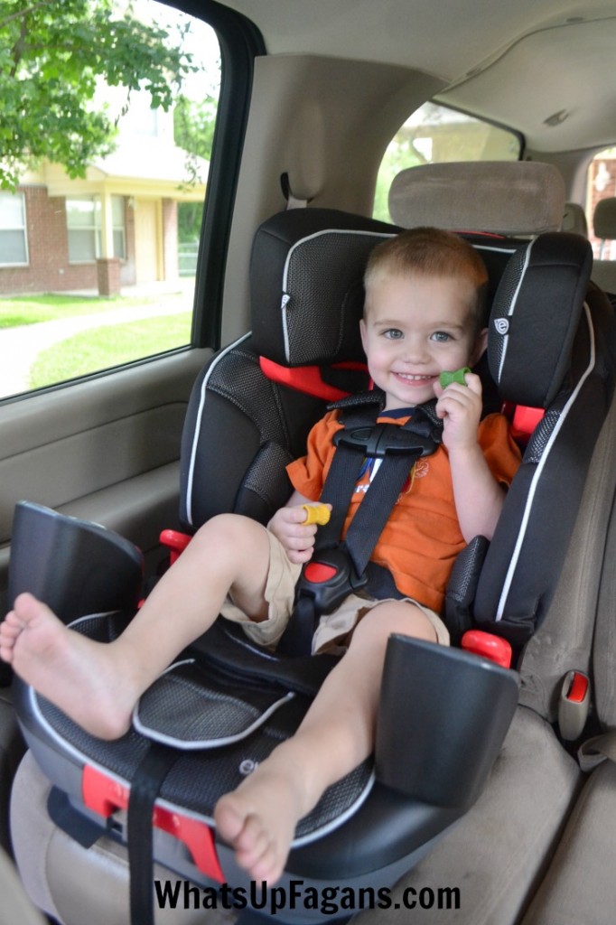 This Evenflo car seat goes from a 5-Point Harness to a backed booster to a backless booster! It's the Evenflo Advanced Transitions 3-in-1 Booster. 
