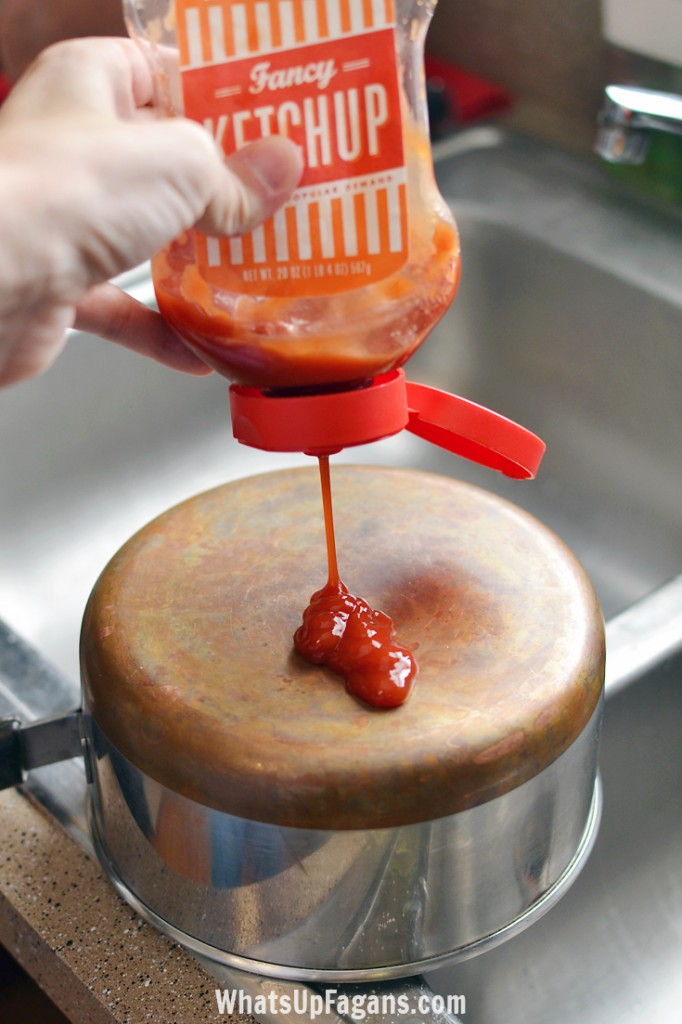 A DIY cleaning tutorial hack for cleaning copper pots with ketchup! 