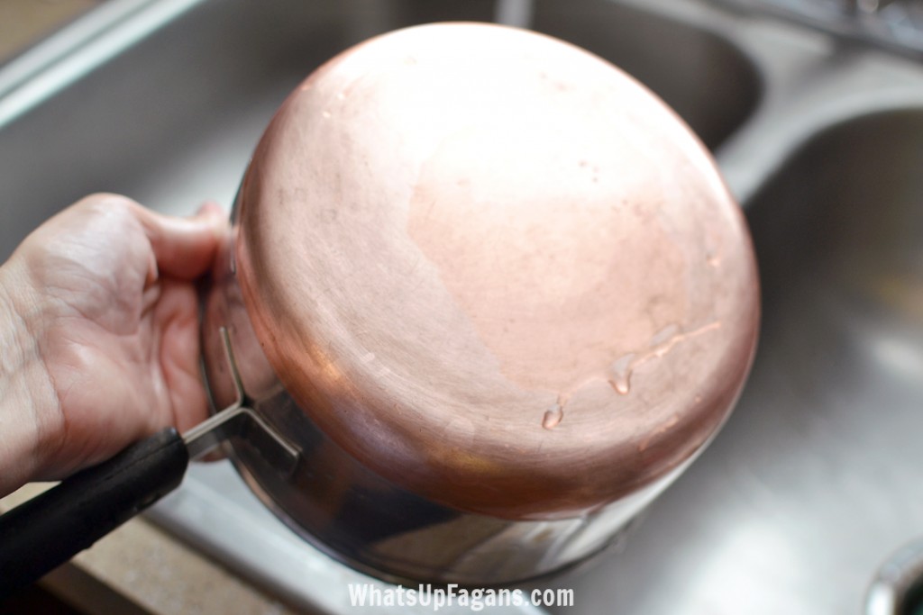 A DIY cleaning tutorial hack for cleaning copper pots with ketchup! 