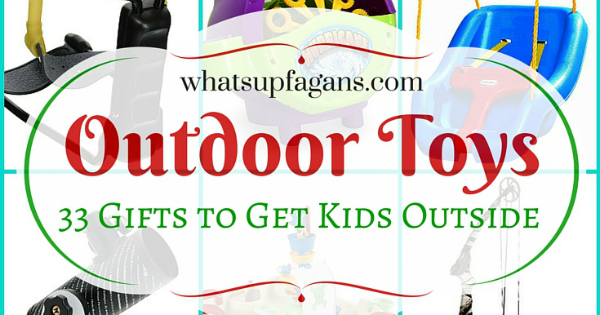 Awesome list of 33 outdoor play equipment and outdoor toys for kids. Great gift guide and ideas to get my kids outdoors.