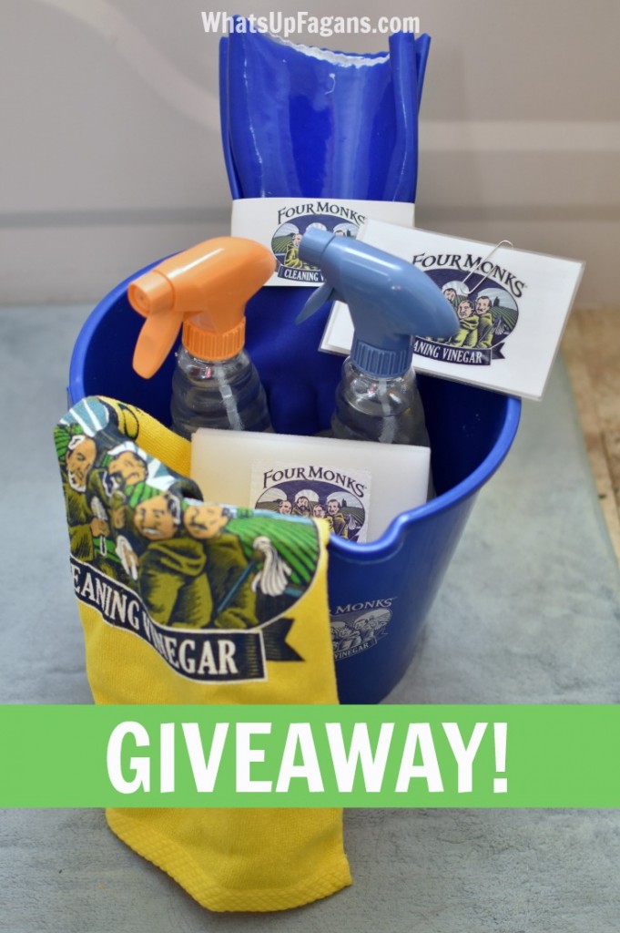 Enter to win this Four Monks Cleaning Vinegar Prize pack of cleaning supplies.