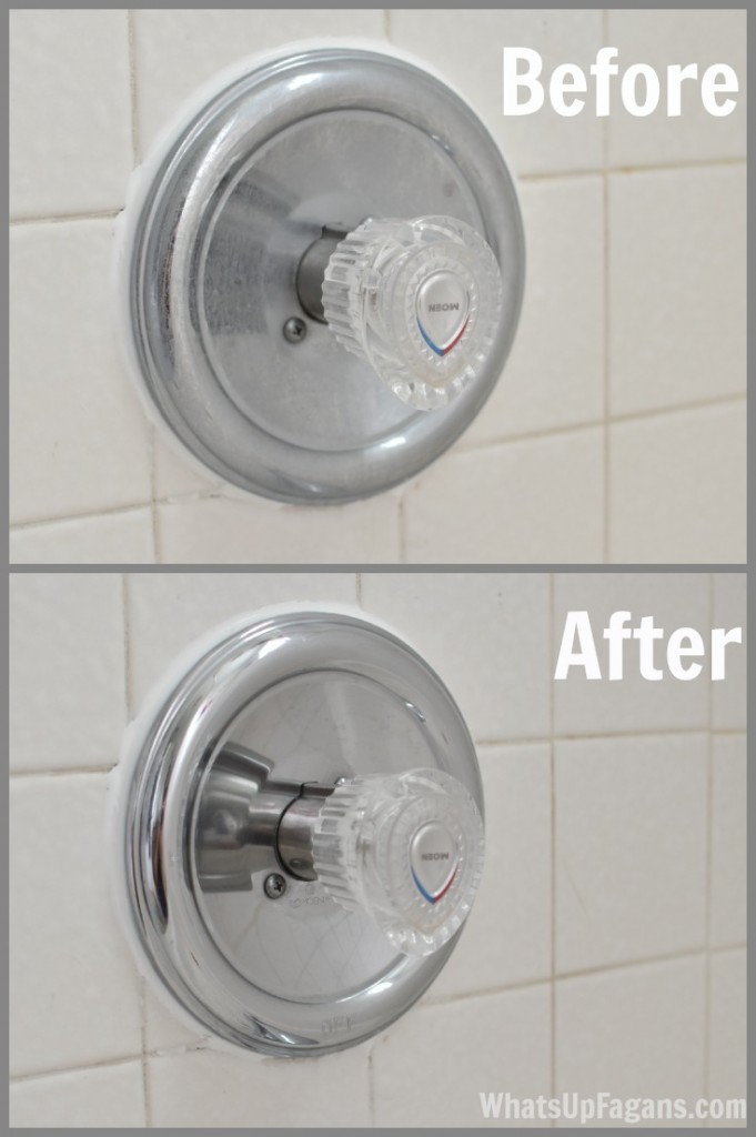 how to clean bathroom faucets so they are shiny before and after picture