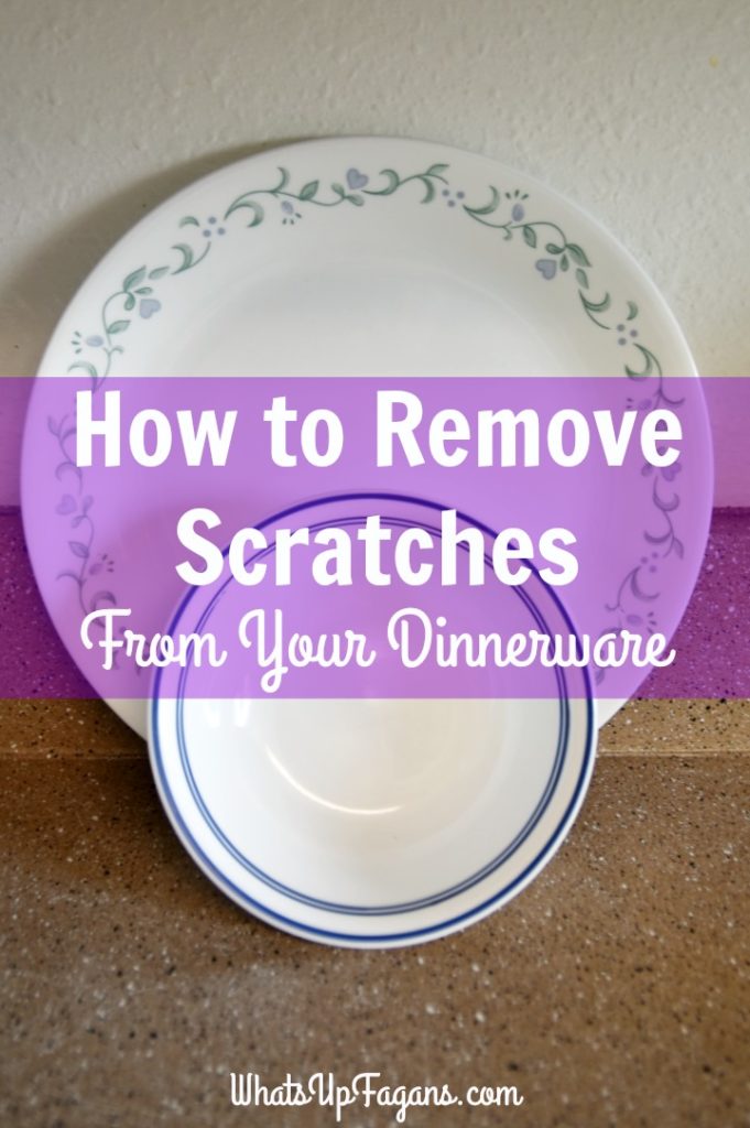 DIY cleaning tutorial on how to remove scratches from dinnerware plates and bowls. Super easy too!