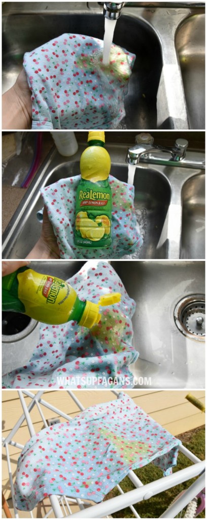 DIY green free laundry stain removal method for baby poop stains - use the sun and a little lemon juice (if needed). The results are impressive!