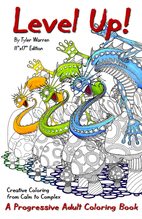 Great new adult coloring book that offers 3 different levels of each image so the whole family can color together!