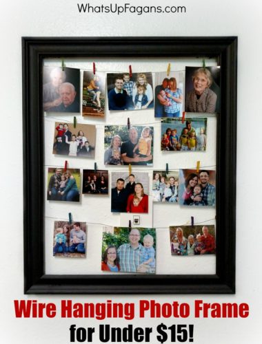 Great tutorial on making your own wire hanging photo frame for under $15! DIY craft for displaying Christmas cards, postcards, or other memos.