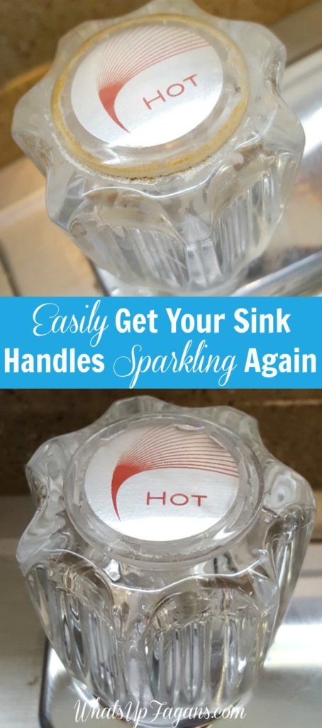 When it comes to cleaning faucets, use this step by step picture tutorial on how to clean faucet sink handles so those clear acrylic faucet globes shine! Cleaning tips - cleaning hacks.