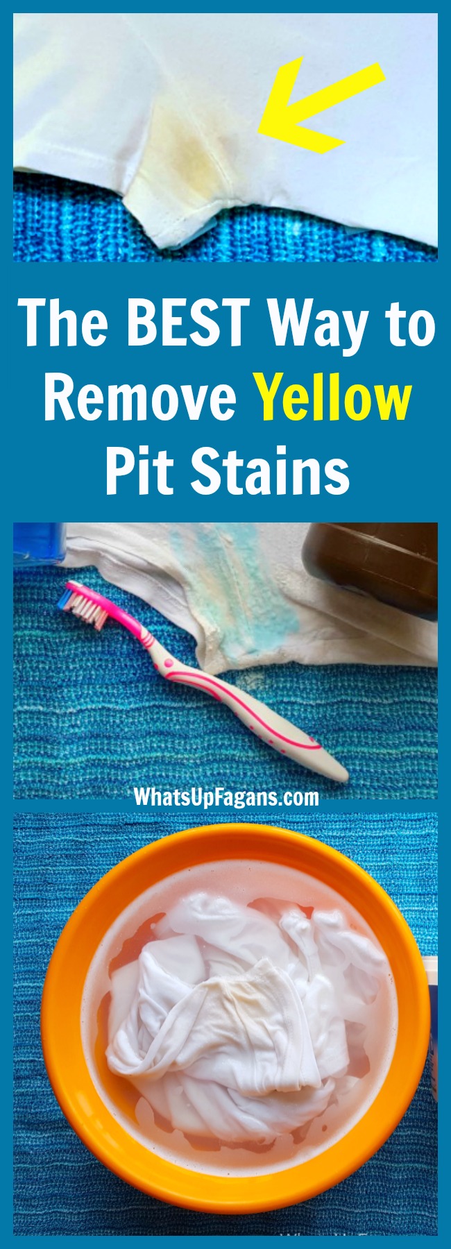 Armpit Stains | Remove Pit Stain | Sweat Stains | Yellow Sweat Stains | White T-Shirts | Laundry Tip | Laundry Stain Removal | Cleaning Tip Tutorial Hack