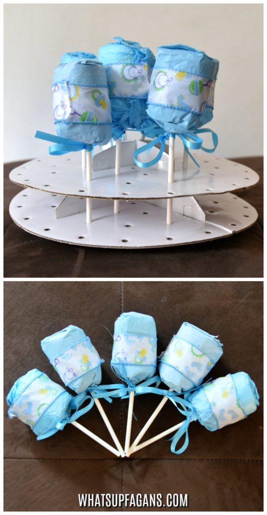 Baby Shower Party Favor Idea - Diaper Surprise - DIY Baby Rattle made with a diaper - Diaper Themed Diaper Shower Idea