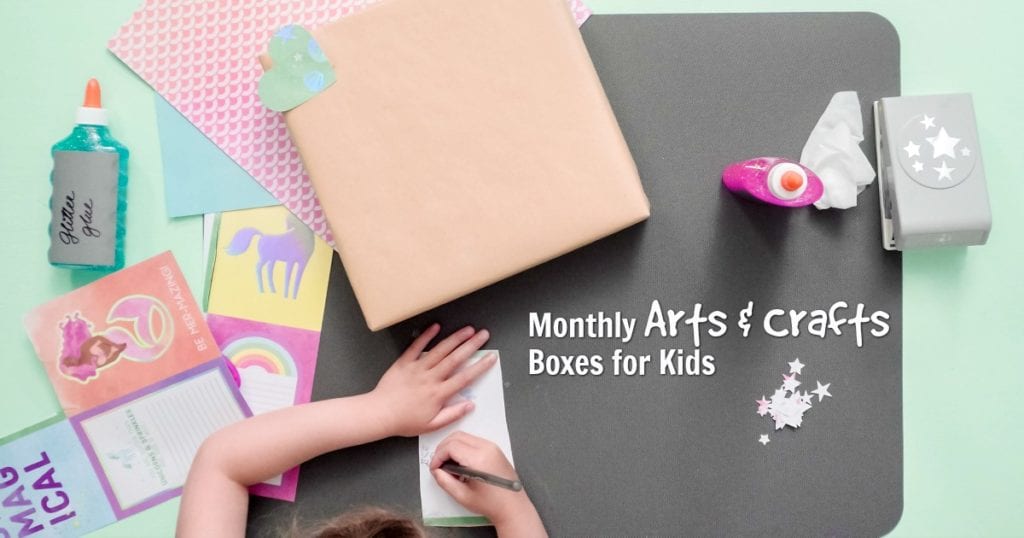 Decorating present for kids with an art subscription box or monthly craft box for kids.