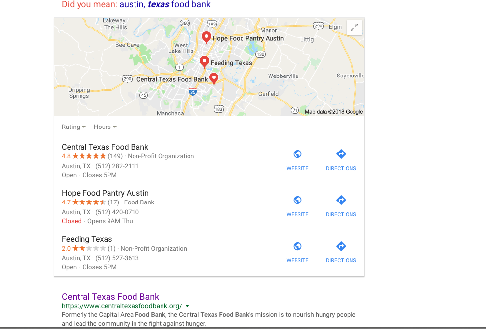 Austin, Texas Food Bank results on Google - great place to look for pregnant moms free food