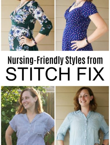 Stitch Fix nursing tops and Stitch Fix nursing dresses on a nursing mom who breastfeeds. Feature nursing-friendly styles.