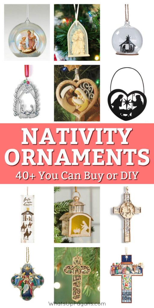 Fantastic list of religious Christmas nativity ornaments!! Make your own nativity ornament or other homemade religious Christmas ornament to give away to Sunday School teacher, friends, and family or simply browse through the collection of beautiful nativity Christmas ornaments you can purchase! 