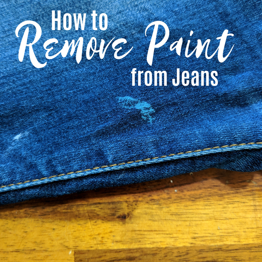 how to remove paint from jeans - image of blue jeans with blue acrylic paint on them