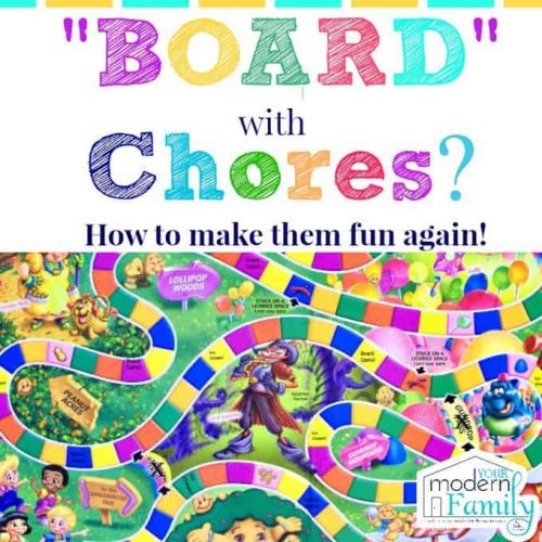cleaning board game for kids made from Chutes and Ladders from Your Modern Family