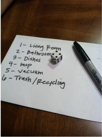 cleaning games for kids using dice