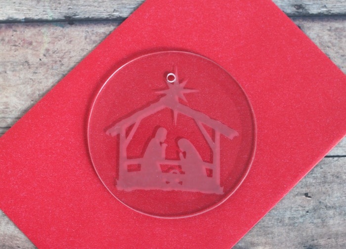 etched glass nativity ornament craft