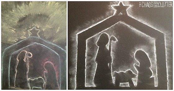 chalk nativity silhouette craft idea