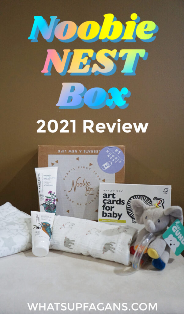 Noobie Nest Box - Promo code, review, and unboxing and video - Inside look at content of 2021 Noobie Nest Baby Box